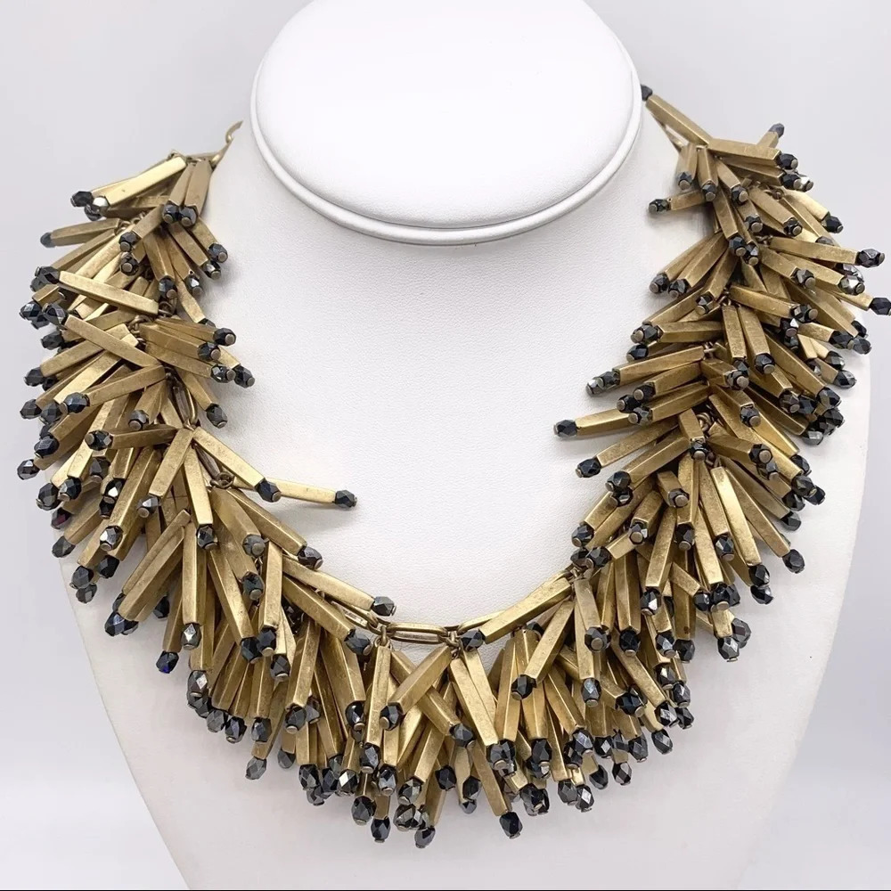 J. Crew Matchstick Black and Gold Necklace